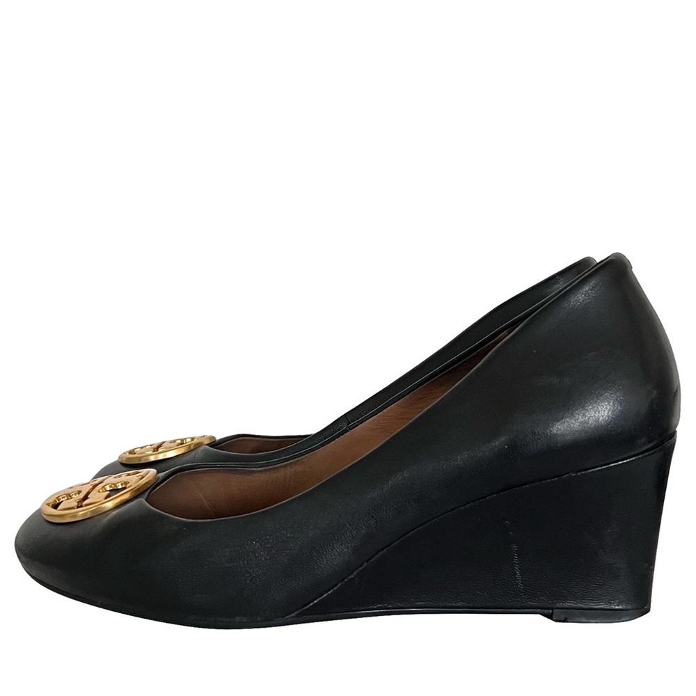 SOLD Tory Burch Nappa Leather Chelsea Wedge Heels Black Size 7